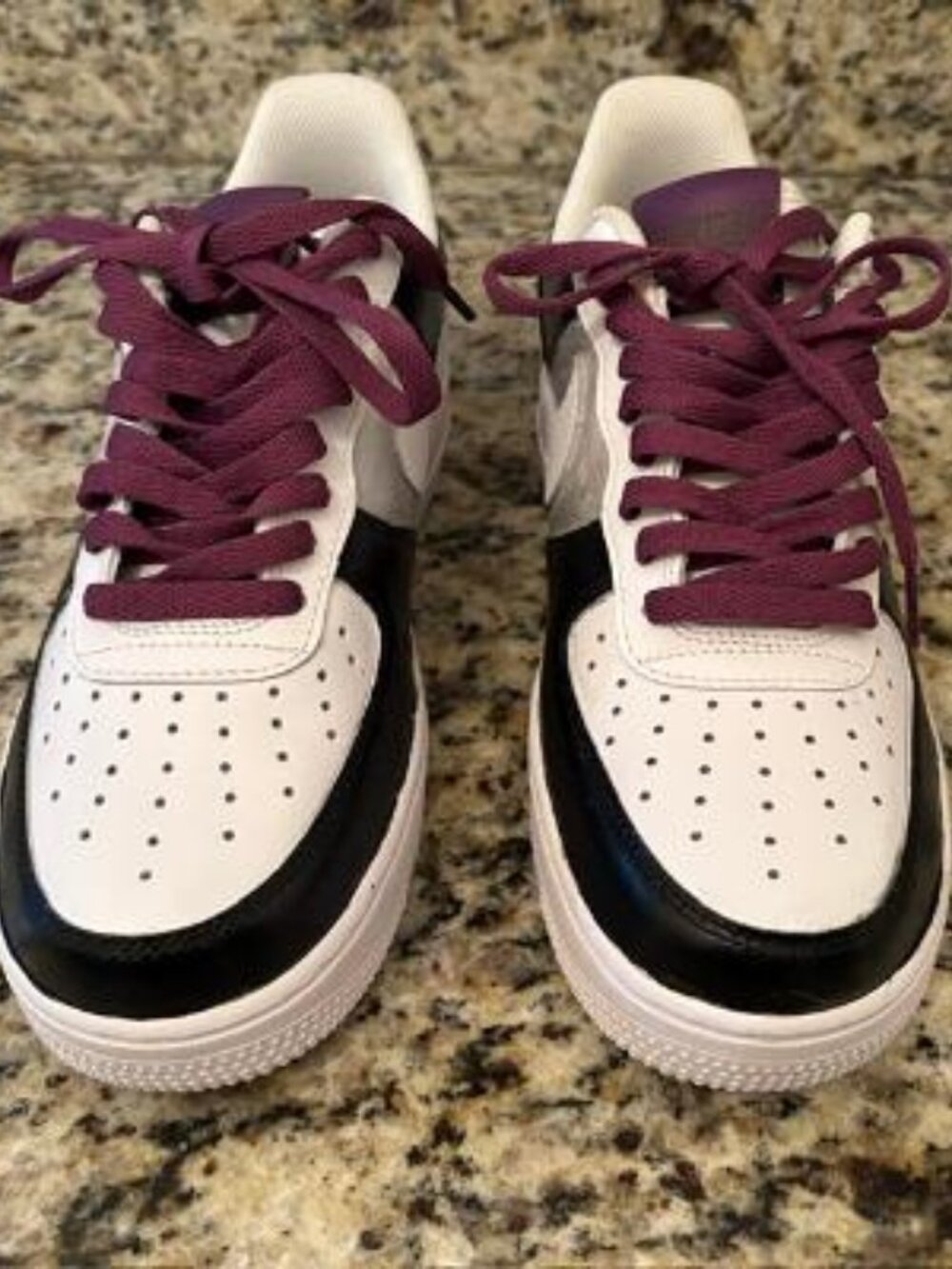 Custom Nike Air - Airforce 1 - Women's 9/Men's 7.5 - White, Purple, Silver, Blac